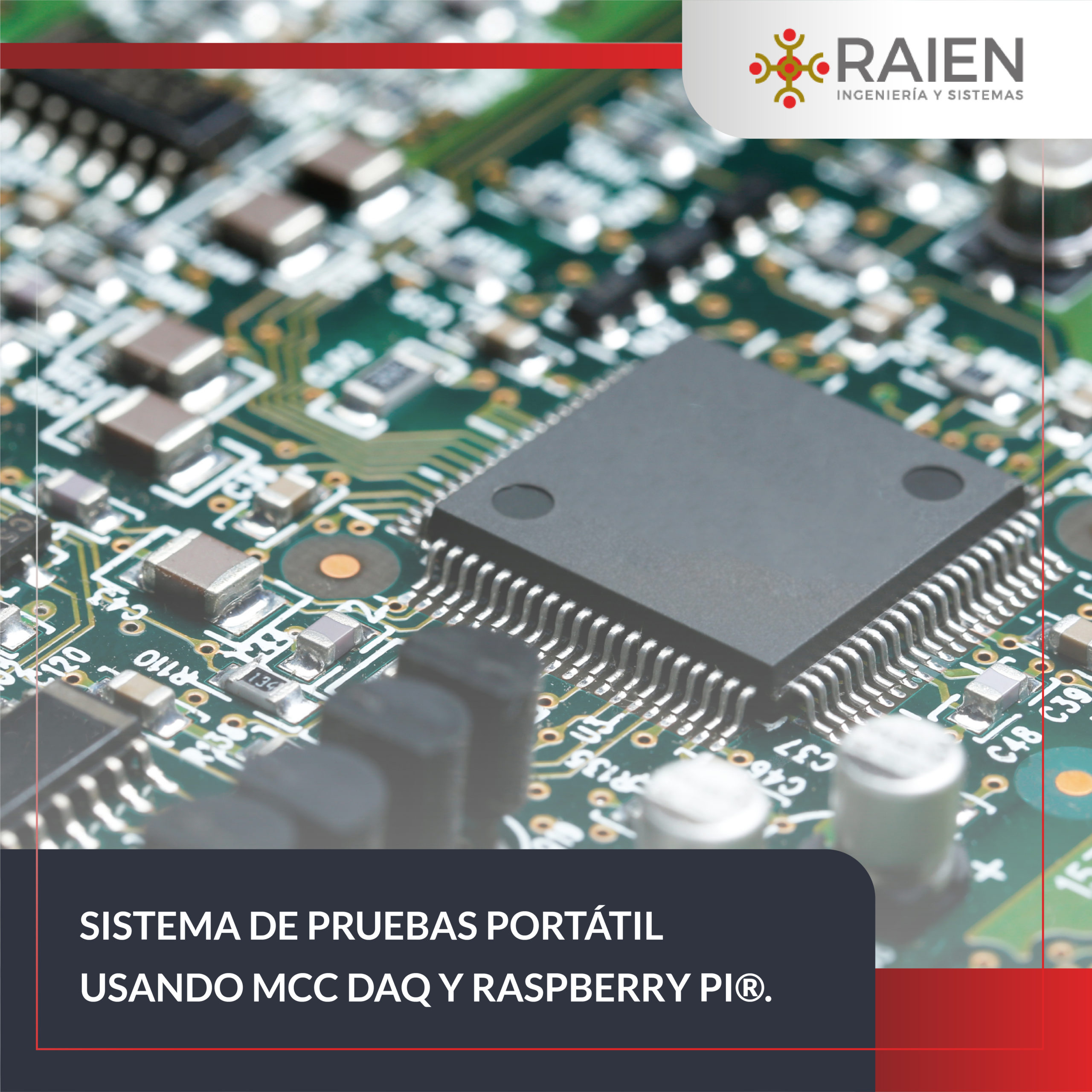 Sistema de pruebas portátil usando MCC DAQ y Raspberry Pi®.